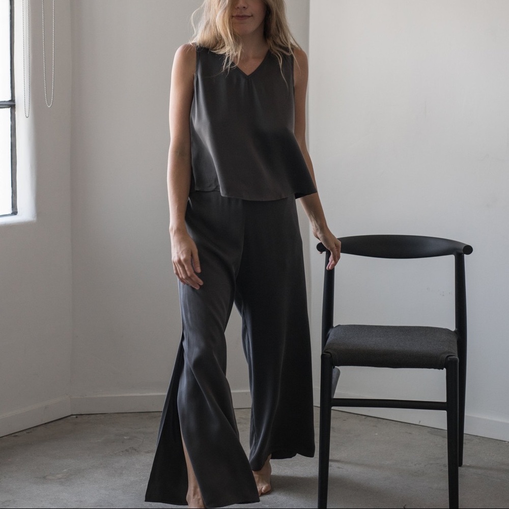 🖤Lunya Black Silk Pants & Tank Set M